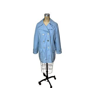 1970s blue trench coat raincoat by Fleet Street Size L/XL